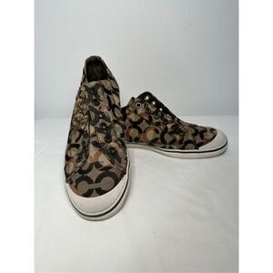 COACH Keeley signature camo low top women’s canvas slip on shoe sz 6.5B  #229